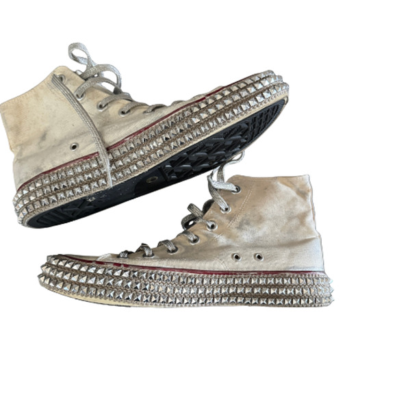 NAN-KU Couture CRUISE Studded High Top Sneakers US 8.5 Canvas Punk Rock Glam - Picture 2 of 9